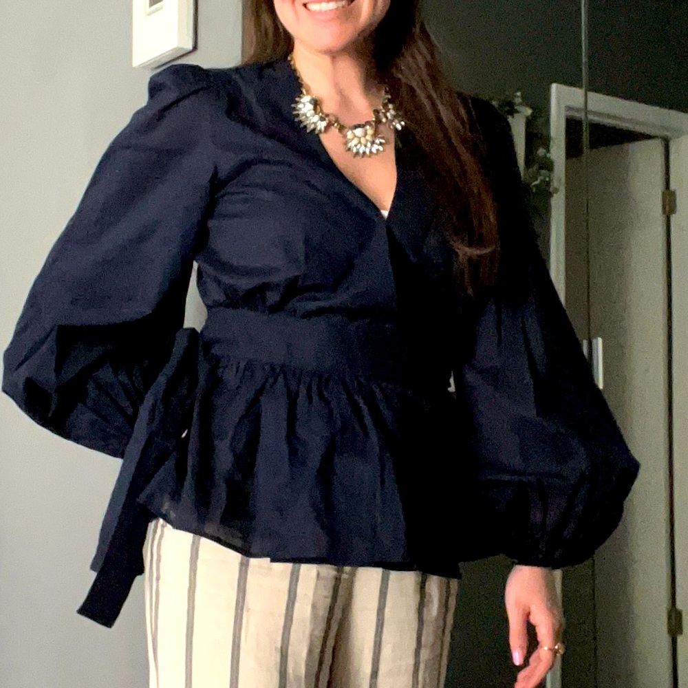 Banana Republic Navy Wrap Blouse